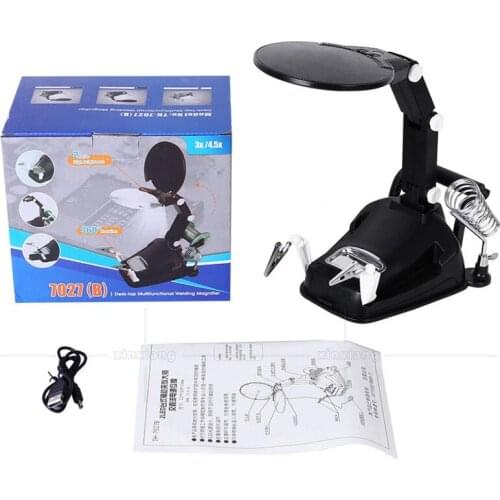 3X 4.5X LED Lights Table Lamp Illuminated Desk-top Cell Phone Circuit Board Repair Magnifier Magnifying Glass