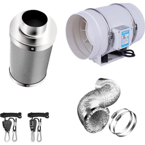 4 Inch 220V Centrifugal Fans&Activated Carbon Air Filter Set For Led grow light Indoor Hydroponics Grow Tent Greenhouses