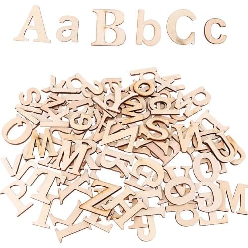 52 Pieces Unpainted A-Z Alphabet Capital Lower Case Letters Unfinished Wood for Kids Educational Toys