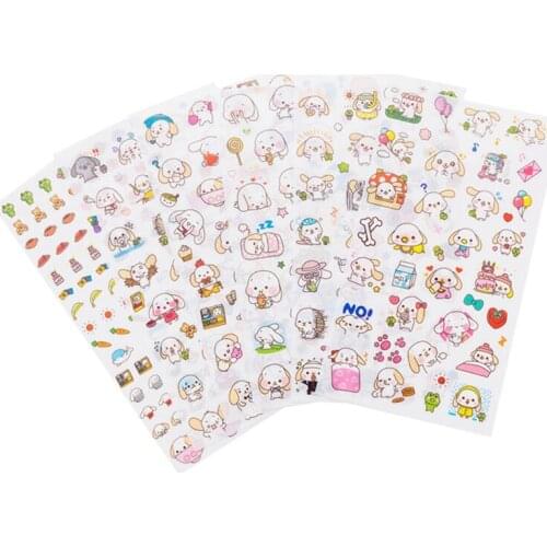 6 Pcs/lot Cute Big Ear Dog PVC Paper Sticker Child Dress Up Diy Decoration Sticky Album Diary Scrapbooking Toys For Kids Post