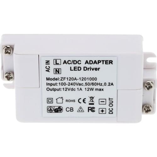 Kawatik 12V 1A 12W AC/DC LED Power Supply Adapter LED Driver Transformer For Ceiling Lights Bulbs