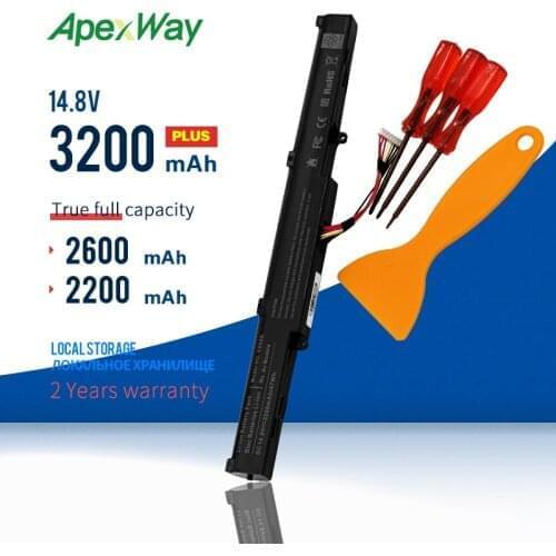 Apexway 2200mAh 14.8V A41-X550E Laptop Battery for ASUS X450 A450 X450E A450V F450E F450JF F450C X751L X751M A450J X450J