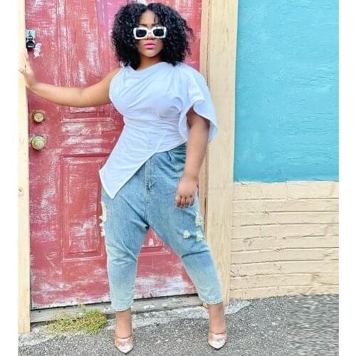 New Womens Irregular Asymmetrical Top Lady Solid Color Sleeveless Flare Sleeve T-shirt Female Summer Body-shaping Slim T Shirts