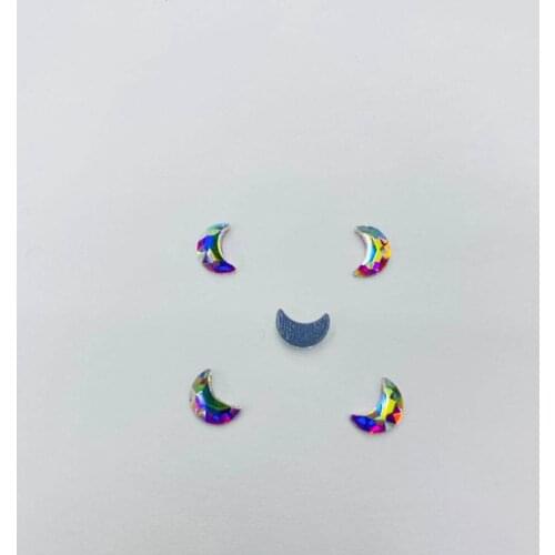 Free Shipping ! 3x6mm, 5x8mm Moon Shape Crystal AB Hot Fix Flat Back Iron On Rhinestone