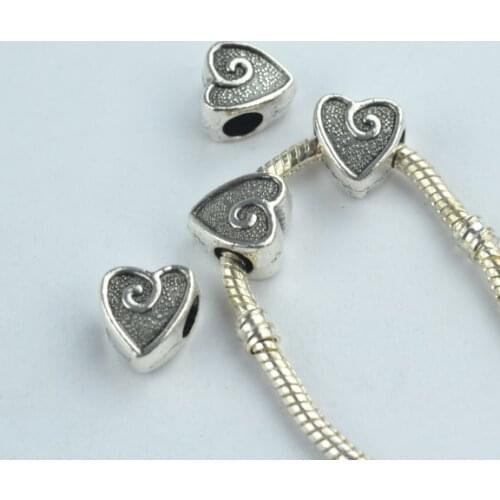 10 pcs alloy beads Heart Shape charm tibetan silver diy beads for European bracelet jewelry making 1834