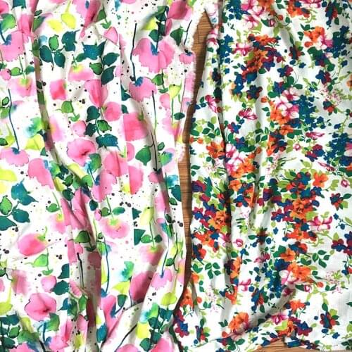 Colored Plant Flowers Graffiti Print Print Fabric Cotton Linen Bag Hat Sewing Material Home Garden Table Decoration Cloth