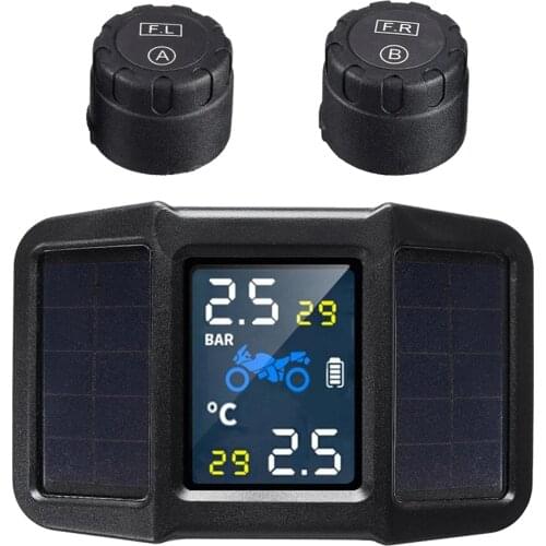 KKmoon Motorcycle Tire Pressure Monitor Solar & USB Dual Power Supply Solar Charge TPMS Tire Pressure Detector Solid Waterproof