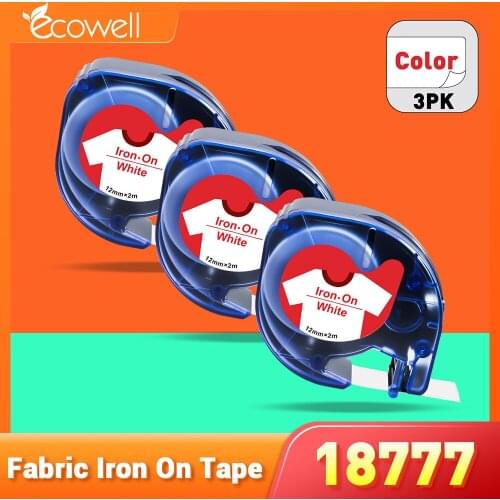 Ecowell 3PK Red on White compatible for Dymo Letratag LT 18777 18779 18776 Fabric Iron-on Label tape for Dymo LT Label maker