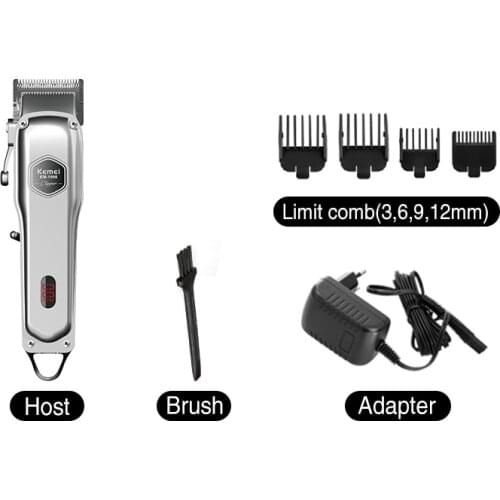 Kemei New Fast Charge For Lithium Battery Hair Clipper Hair Trimmer All Metal Electric Trimmer With Led Digital Display
