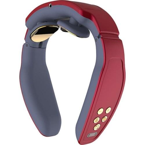 Electric Neck Massager Foldable Low Frequency Shoulder Pain Relief Pulse Infrared Heating Hot Compress Gel Paste Neck Massage