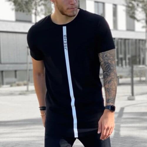 New Mens T-Shirt Slim Fit O-neck Short Sleeve Muscle Fitness Casual Hip Hop Cotton Top Summer Fashion Basic T-shirt Large Size