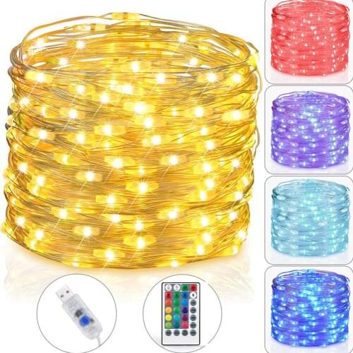 28key Remote Control RGB Fairy Led String Lights 16 Colors USB Battery Christmas Garland Outdoor light for Wedding Xmas Party