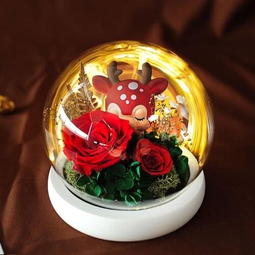 Artificial Flowers Eternal Rose Enchanted Galaxy Rose Eternal Flower Lights In Dome for Home Decor Christma Valentines Day Gift