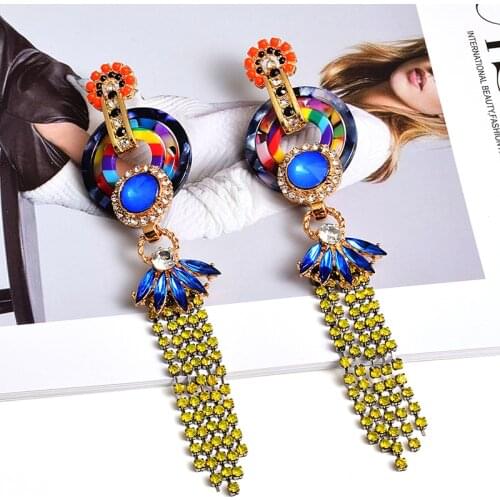 Hot Design Long Colorful Resin Acrylic Water Drop Earrings Tassel Drop Earrings For Women Girls Jewelry Wholesale