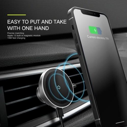 15W Qi Magnetic Car Wireless Charger for iPhone 11 12 Pro Max Wireless Charging Car Charger Phone Holder Air Vent Mount Stand