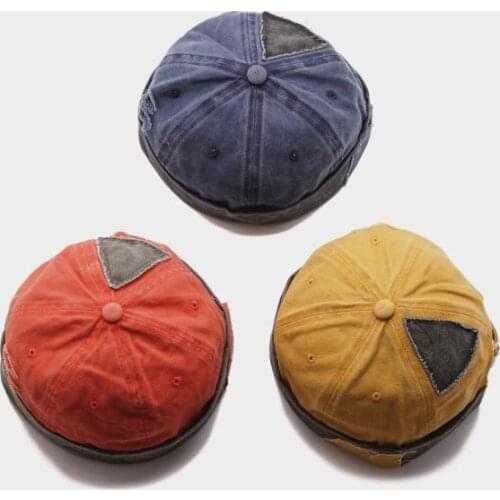 Personality Hat Mens Spring Summer Retro Patch Hole Korean All-match Cowboy Landlord Hat Female Tide Hip-Hop Yuppie Cap