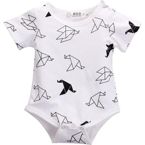 Infant Newborn Baby Girls Boy Clothes Bodysuits Short Sleeve Clothing Jumpsuit White Clothes Baby Boys 0-24M