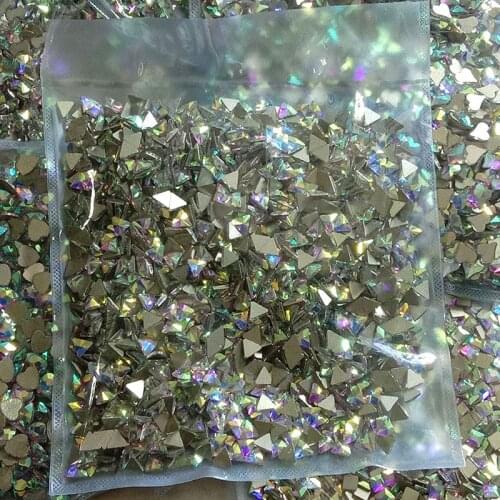 Nail Art Rhinestones Crystals Glass AB Clear Flat Back 5mm Triangle Stones For 3D Nails Decoration Accessories tool