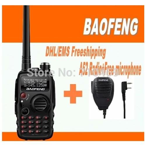 DHL FreeShipping+Baofeng A52 A-52 midland walkie talkie dual band vhf uhf portable radio set with microphone speaker for uv 5r