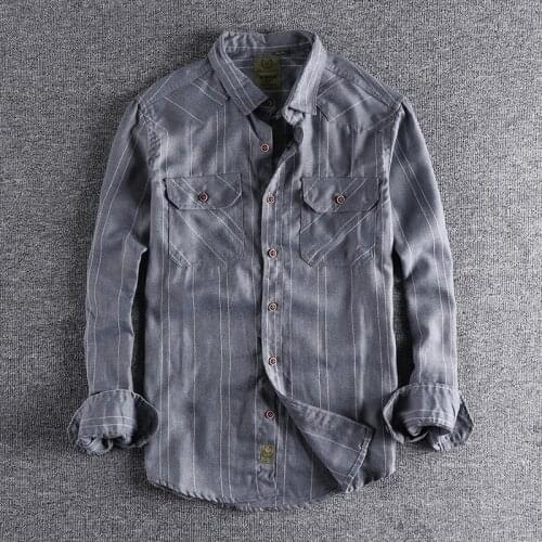 2021 Fashion line design mens long sleeve shirt twill pure cotton early autumn versatile youth Long Sleeve Shirt 277