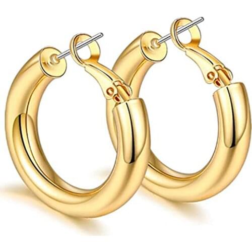 Circle Studs Copper Fashion Earrings For Women Ears Jewelry Accessories Female 25 30 40 50 MM Size Earings