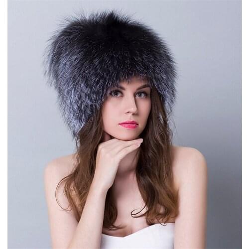 Fox Fur Bomber Russian Bombers Hats and Caps Genuine Fur Womens New Thicken Real Animals Hats Fur Hats For Women