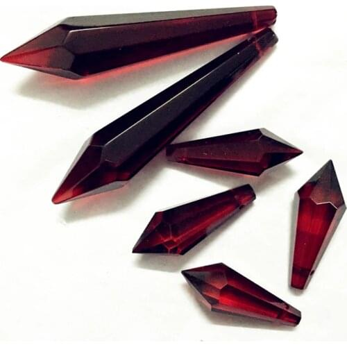 10pcs 38mm/60mm/80mm Dark Red Chandelier Glass Crystals Lamp Prisms Parts icicle Hanging Pendants For Party Wedding Decoration