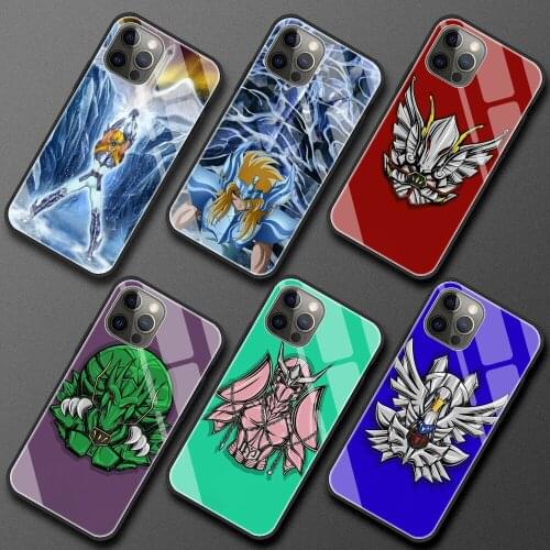 Saint Seiya Cygnus Glass Case for Apple iPhone 11 12 Pro Max 8 7 Plus SE 2020 XR X XS 6 6S 5S Luxury Painted Phone Protect Cover