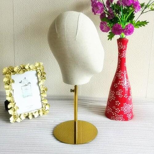 Wig Hat Glasses Display Canvas Block Manikin Mannequin Head With Metal Base Hat Display Rack Wig Display Head Stands