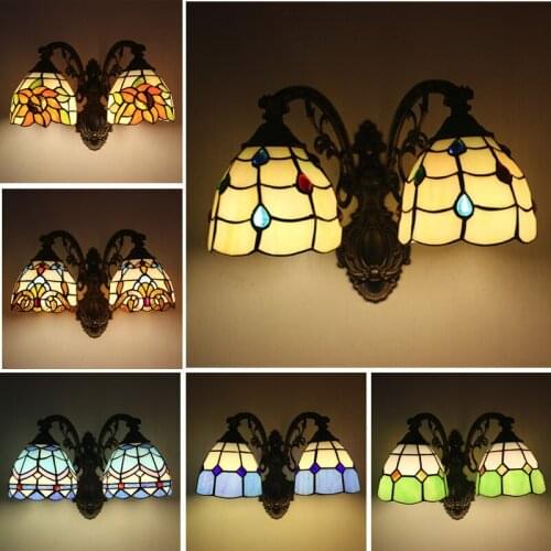 Tiffany European Style Bedroom Bedside Lamp Retro Creative Living Room Bar Restaurant Corridor Staircase Balcony Wall Lamp E27