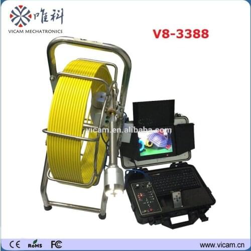 Video waterproof 60m sewer drainage pipe inspection camera with meter counter and DVR V8-3388