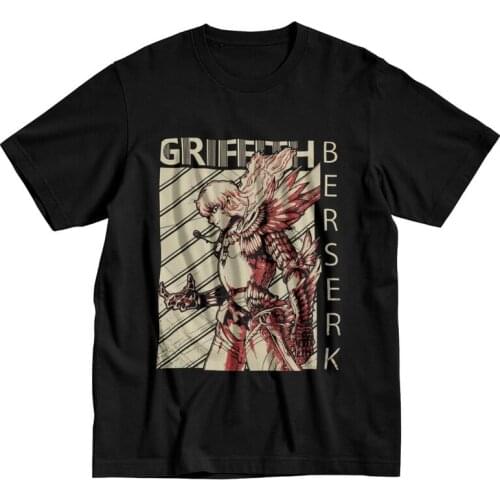 Vintage Japanese Manga Gattsu Berserk T Shirts Men Short Sleeved Swordsman Gatsu Griffith T-shirts Casual Tee Tops Cotton Tshirt