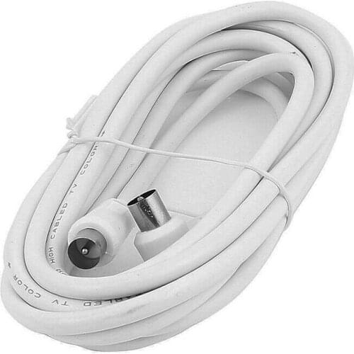 1pc RF Single Coax Cable TV RF Cable 1m 1.5m 2m RCA Coaxial Antenna Aerial Lead Cable Male To Male White