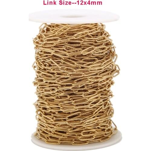 10Meters 4mm width Stainless Steel Chains Gold Tone Circle Rolo Link Chain For DIY Jewelry Necklace Bracelet Making Findings