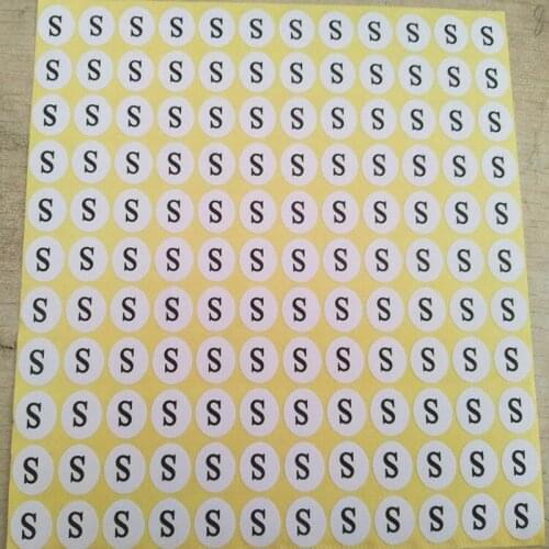 13mm 1000pcs stock Round Sticker printed English letters size Label/Paper for clothing/garment/jeans/children/shoes/bags tags