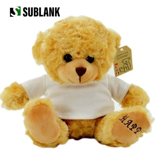2pcs/Lot Lovely Gifts Customized Logo Animal Toys Sublimation Stuffed Teddy bear with T-shirt Cloth Plush Toys