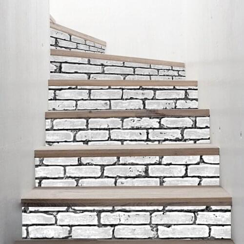 3D Tiles Wall Brick Pattern Stair Stickers Decals Kids Love Removable Waterproof Stairway Vinyl Stickers for Home Decor DIY