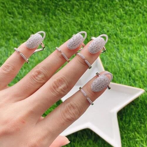5pcs/lot New Trendy Metal Brass CZ Nail anillos Rings for Women Jewelry