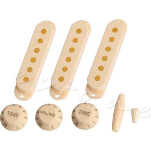 8pcs SSS Pickup Cover Volume Tone Knob Switch Tip Set For Electric Guitar Cream M68D