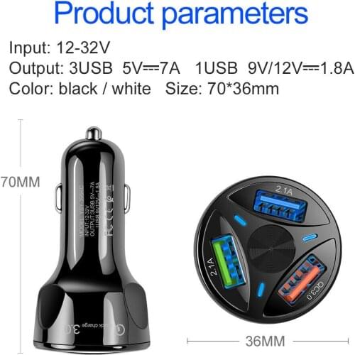 3 USB Car Charger 3 Port 12-32V Cigarette Socket Lighter QC3.0 Fast Car Charger Power Adapter Car Styling Interior Parts