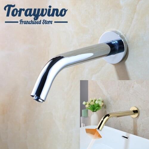 Bathroom black chrome faucet wall mount sensor faucet automatic hands free touch sensor hot & cold mixer basin faucets