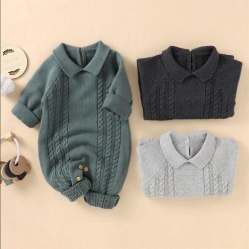 Baby Boys Romper Autumn Winter Knitted Baby Clothes Newborn Long Sleeve Baby Romper Jumpsuit Infant Toddler Romper Overalls Boy