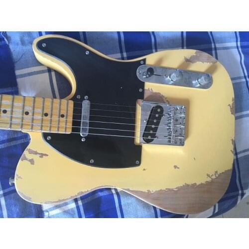 Ash Butterfly Electric Guitar, Electric Bass Customization Shop, Yellow Electric Guitar Handmade Old Guitar in stock
