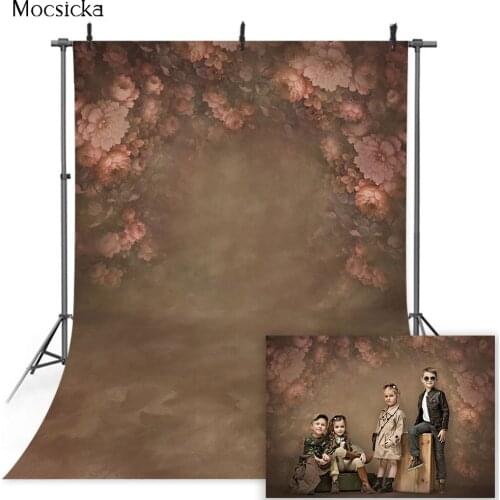 Pink Oil Painting Floral Backdrop for Photography Studio Brown Abstract Texture Background for Photo Props Newborn Kids Portrait