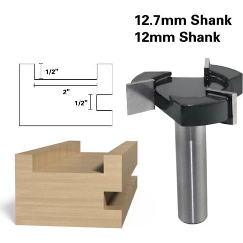 2Pcs 1/2" 12mm Shank T Type Jointing & Slotting Cutter 3 Teeth Bit Milling Cutter For Wood