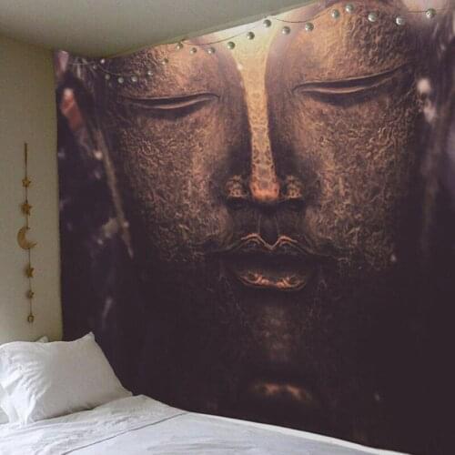 Buddha Status Mandala Tapestry Wall Hanging Hippie Boho 7-Chakra Psychedelic Tapestry Tree Moon Celestial Tapiz Wall Carpet Yoga