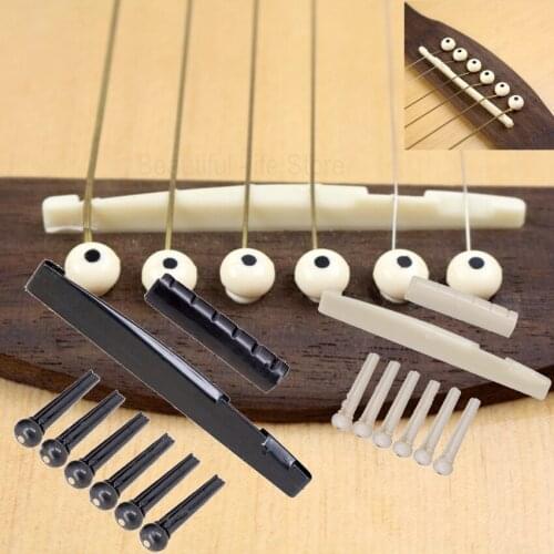 Acoustic Guitar Quality Portable 6-String Guitar Bridge Pins Saddle Nut Acoustic Cattle Tailpiece Plastic Guitar Accessories