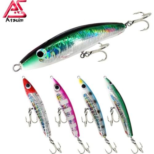 AS Lure Fishing Swim Trolling Stickbait TopWater 65g120g Wooden GT Tuna Pencil Artificial Floating Long Casting Wobblers