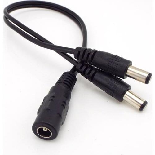 1pc CCTV Security Camera 1DC Female To 2 Male plug Power Cord Adapter Connector Cable Jack Splitter For RGB Controller LED Strip