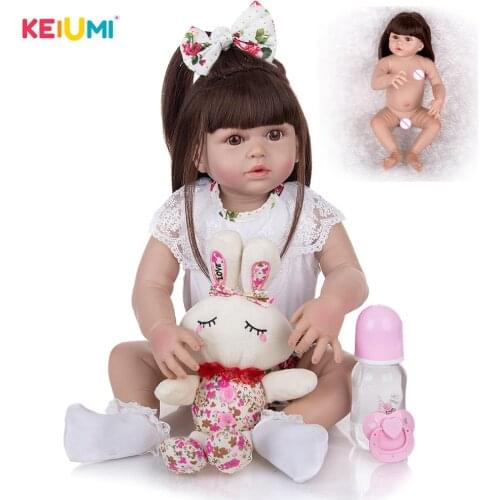 KEIUMI 23 Inch Reborn Baby Dolls Can Customize Hair Color Newborn Baby Dolls Toy DIY Playmate For Kids Birthday XMAS Gifts